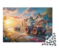 Rompecabezas de Tractores en Carrera para Toda la Familia: Escena de Fantasía Rural para Mujeres, Regalos para Hombres Adultos y Niños 70x50cm/1000pzs