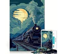 Rompecabezas de Tren Antiguo de 1000 Piezas para Adolescentes Rompecabezas con Efecto de Memoria, luz Relajante, Imagen para armar (38x26cm)