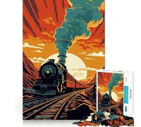 Rompecabezas de Tren Antiguo para Adultos, 1000 Piezas, Juguete para ejercitar la Mente, antiestrés, decoración de Pared con diseño de Tren Antiguo (50x75cm)