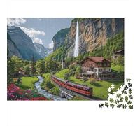 Rompecabezas de Tren con Paisaje. Extremadamente desafiante. Apto para Todas Las Edades y géneros. Fortalece los Lazos. Pasa el Tiempo. 300 Piezas (40x28cm).