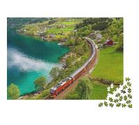 Rompecabezas de Tren con Paisaje. Ideal para Entretenimiento Familiar. Divertido y Bonito. Alta dificultad. 300 Piezas (40x28cm).