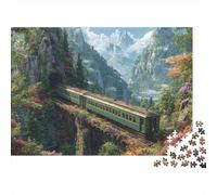 Rompecabezas de Tren con Paisaje. Ideal para Entretenimiento Familiar. Divertido y Bonito. Alta dificultad. 500 Piezas (52x38cm).