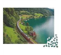 Rompecabezas de Tren con Paisaje. Ideal para Entretenimiento Familiar. Divertido y Bonito. Alta dificultad. 300 Piezas (40x28cm).
