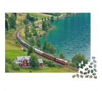 Rompecabezas de Tren con Paisaje. Juego Educativo y Divertido para Toda la Familia. Apto para niños y Adultos. Alta dificultad. 300 Piezas (40x28cm).