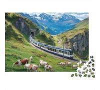 Rompecabezas de Tren con Paisaje. Un Juego Muy Creativo, Divertido y Original, con un Alto Nivel de dificultad. Ideal para el Entretenimiento Familiar. 1000 Piezas (75x50cm).
