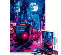 Rompecabezas de Tren de Ciudad neón para Adultos, 1000 Piezas, Think Toy, diversión Tranquila, Corte Limpio, Pieza de Arte Fino (38x52cm)