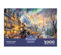 Rompecabezas de Tren de fantasía de 1000 Piezas para Adultos: Escena Colorida de Tren Nocturno para Adultos y niños Mayores de 12 años, Regalo de 70 x 50 cm/1000 Piezas