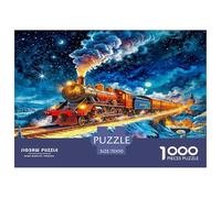 Rompecabezas de Tren de Vapor para Adultos y niños: Tren de Fuego Nocturno (a Partir de 12 años), Juego Educativo, 70 x 50 cm, 1000 Piezas