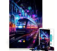 Rompecabezas de Tren neón para Adultos, 1000 Piezas, Juguete Intelectual, Alivio del estrés, Corte preciso, (38x52cm)