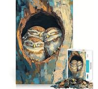 Rompecabezas de Tres búhos pigmeos para Adultos, 1000 Piezas, Rompecabezas Mental, Relajante, para armar, (38x26cm)