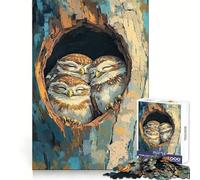 Rompecabezas de Tres búhos pigmeos para Adultos, 1000 Piezas, Rompecabezas Mental, Relajante, para armar, (50x75cm)
