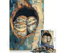 Rompecabezas de Tres búhos pigmeos para Adultos, 1000 Piezas, Rompecabezas Mental, Relajante, para armar, (38x26cm)