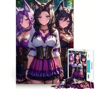 Rompecabezas de Tres Chicas Anime con Orejas de Gato para Adolescentes, 1000 Piezas, para Recordar, para el hogar, Ocio, Bordes precisos, 50x75cm