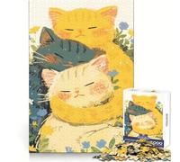 Rompecabezas de Tres Gatos acurrucados Entre Flores para Adolescentes, 1000 Piezas, Pure Logic Toy, Quiet Calm Clean Cut, decoración de Pared 38x52cm