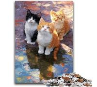 Rompecabezas de Tres Gatos adorables para Adultos y Adolescentes, 1000 Piezas, Juego Familiar antiestrés, desafío difícil, Gran Regalo y Juguete (50x75cm)