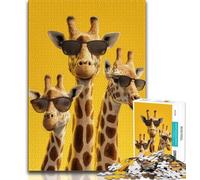 Rompecabezas de Tres Jirafas con Gafas, 1000 Piezas para Adolescentes, Ayuda a ejercitar el Cerebro, Juguetes adictivos para Cultivar la Paciencia y la interacción Entre Padres e Hijos, 38x26cm