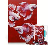 Rompecabezas de Tres Peces Betta sobre Fondo Rojo para Adolescentes, 1000 Piezas, para Mejorar la Memoria, el Entretenimiento en casa, Bordes precisos, 50x75cm