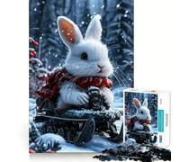 Rompecabezas de Trineo de Conejos de Invierno 1000 Piezas Divertido de Calidad Profesional Ideal para ejercitar la Mente (50x75cm)