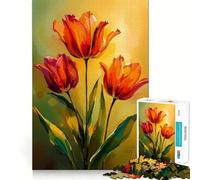Rompecabezas de Tulipanes Naranjas para Adolescentes, 1000 Piezas, Juguete Intelectual, diversión en Interiores, Corte de Calidad, Regalo Creativo (38x26cm)