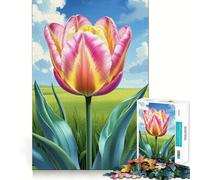 Rompecabezas de Tulipanes Rosas y Amarillos en Flor, 1000 Piezas, para Adultos, para ejercitar la Mente y aliviar el estrés Decoración de Pared con Bordes precisos (38x52cm)