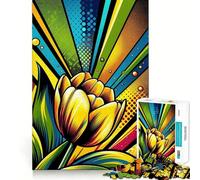 Rompecabezas de Tulipanes Vibrantes Estilo Pop Art para Adultos,1000 Piezas,Juego de Memoria,Ajuste Firme,Montaje Seguro,Juego de construcción de Conexiones significativas (50x75cm)