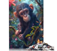 Rompecabezas de un Adorable bebé chimpancé, difícil desafío, 100% cartón Reciclado, Ideal para Adultos y Adolescentes, 1000 Piezas (26 x 38 cm)