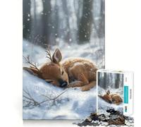 Rompecabezas de un Cervatillo de Reno durmiendo en Invierno para Adolescentes, 1000 Piezas, Juguete Inteligente, Tiempo Libre, Corte preciso, Regalo de Temporada 50x75cm