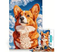 Rompecabezas de un Corgi galés contra un Cielo Azul 1000 Piezas para desarrollar la Memoria Divertido de Calidad Profesional Ideal para Recortar Mente (38x52cm)