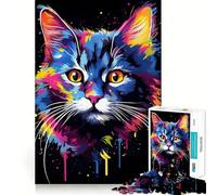 Rompecabezas de un Gato Colorido para Adultos, 1000 Piezas, Rompecabezas Mental, Juego Lento, Disfruta del Montaje de la Imagen, (38x52cm)