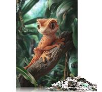 Rompecabezas de un geco en una Rama con imágenes Personalizables. 100% cartón Reciclado. Ideal para niños y Adultos a Partir de 12 años 1000 Piezas (75 x 50 cm).