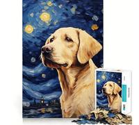 Rompecabezas de un Labrador Amarillo de Van Gogh para Adolescentes 1000 Piezas Juego Que estimula la Mente Piezas sin Rebabas y de Corte Limpio Fácil de Aprender Diversión para Toda la Familia