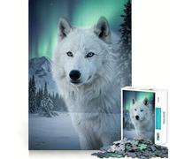 Rompecabezas de un Lobo Blanco en un Paisaje Invernal para Adultos 1000 Piezas Juego de Memoria Cortado con láser para un Ajuste Perfecto aliviar el estrés (38x26cm)