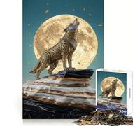 Rompecabezas de un Lobo ornamentado Aullando a la Luna para Adolescentes, 1000 Piezas, para estimular la Memoria, Juego de Mesa, Imagen para armar, Regalo navideño (50x75cm)