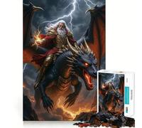 Rompecabezas de un Mago Montando un dragón en Medio de una tormenta 1000 Piezas Juego de ingenio Piezas de Ajuste Actividad Divertida para Toda la Familia (50x75cm)