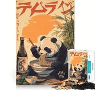 Rompecabezas de un Panda Comiendo Ramen con Palillos para Adultos, 1000 Piezas Fortalece la Memoria, los Lazos Familiares Bordes limpios Regalo de cumpleaños (38x26cm)