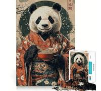 Rompecabezas de un Panda en Kimono Comiendo Ramen para Adultos, 1000 Piezas, Juguete para ejercitar la Mente, diversión en Interiores, Corte de precisión, Regalo navideño (50x75cm)