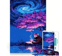 Rompecabezas de un Panda Rojo Tomando té bajo un Cielo galáctico para Adultos, 1000 Piezas, para Fortalecer la Memoria, Divertido Montaje de imágenes, artículo de Arte Coleccionable (38x52cm)