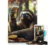Rompecabezas de un Perezoso Bebiendo Cerveza para Adolescentes, 1000 Piezas, Juguete de lógica Mental, Alivio del estrés, Corte Firme, Regalo de Papá Noel 38x26cm