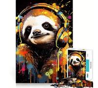 Rompecabezas de un Perezoso con Auriculares para Adolescentes, 1000 Piezas, Actividad para ejercitar la Mente en casa, Borde Exacto, Regalo Festivo 38x26cm