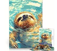 Rompecabezas de un Perezoso Nadando en Agua Azul para Adolescentes, 1000 Piezas, Actividad para ejercitar la Mente en casa, Bordes precisos, Regalo Festivo 50x75cm