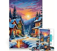 Rompecabezas de un Pueblo navideño nevado para Adolescentes, 1000 Piezas, Juego Mental, Juguete Relajante, Corte preciso, (50x75cm)