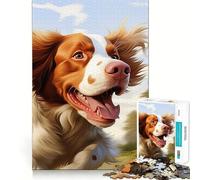 Rompecabezas de un Spaniel Brittany Corriendo con el Pelo al Viento para Adolescentes, 1000 Piezas, Mejora la Memoria, Alivio de la tensión, Borde Ajustado, Pieza de Arte Fino (38x52cm)