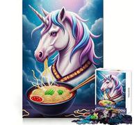 Rompecabezas de un Unicornio Comiendo Ramen por la Noche para Adolescentes, 1000 Piezas, diversión Intelectual, Entretenimiento Relajante, Corte Fino, Regalo de Invierno (38x26cm)