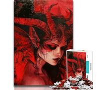 Rompecabezas de una Bella Dama Demonio con alas para Adolescentes Juego desafiante Cada Pieza es única Diversión Familiar desafiante (38x26cm)