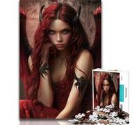 Rompecabezas de una Bella Dama Demonio con alas para Adultos, 1000 Piezas, desafiantes, Pero Divertidos y Divertidos Decoración hogar (50x75cm)