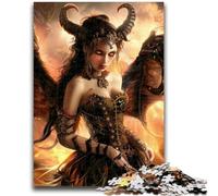 Rompecabezas de una Bella Dama Demonio con alas para Adultos, 1000 Piezas, Ideal para Pasar el rato en casa Cada Pieza es única Juego desafiante y Divertido para Toda la Familia (50x75cm)