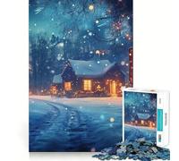 Rompecabezas de una casita navideña Nevada de 1000 Piezas para Adultos Juguete Inteligente para Toda la Familia Pieza de Arte de Corte preciso (50x75cm)