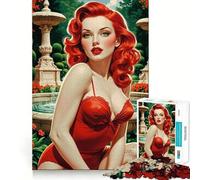 Rompecabezas de una Chica Pelirroja Pin-up en un Hermoso jardín para Adolescentes, 1000 Piezas, Juguete Inteligente para aliviar el estrés, Borde Afilado, Regalo de cumpleaños (50x75cm)