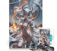 Rompecabezas de una Demonia de Cabello Blanco con Fuego 1000 Piezas Divertido para estimular la concentración Cortado con láser para un Ajuste Actividad para Compartir con Seres Queridos