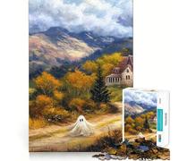Rompecabezas de una Iglesia tenebrosa en otoño para Adolescentes, 1000 Piezas Refuerza la Memoria Sencillo, Divertido, de Calidad, con Bordes Afilados Regalo Memorable 50x75cm